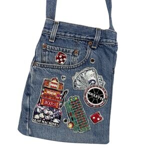 Vintage Levi's 550 Jean Shoulder‎ Bag Hand Crafted Las Vegas Patches